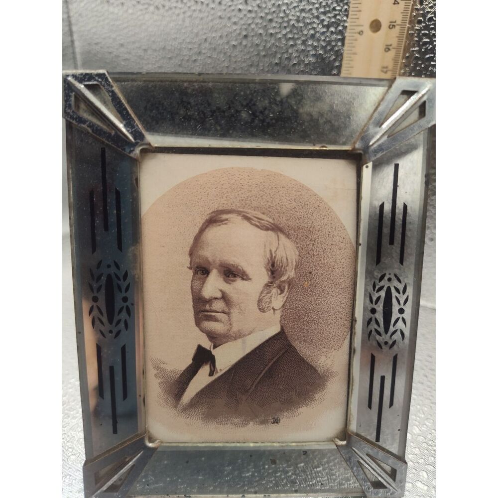US Vice President Thomas A Hendricks Mirrored Art Deco Frame 1885 Chicago IL